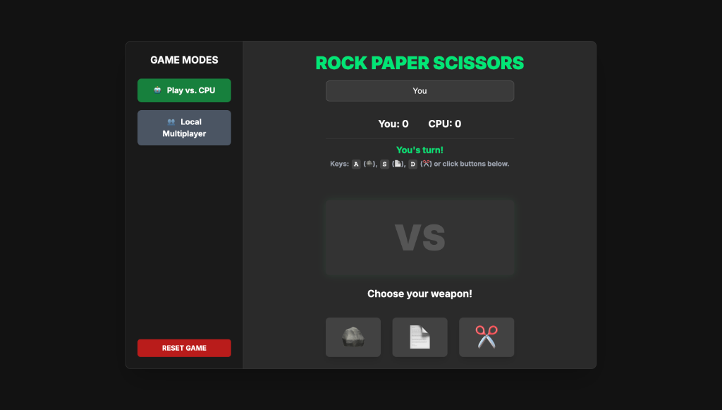 RPS Game Landing Page